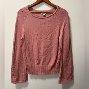 Sundance Aryka Bell Sleeve Wool Blend Supima Cotton Dusty Pink Sweater